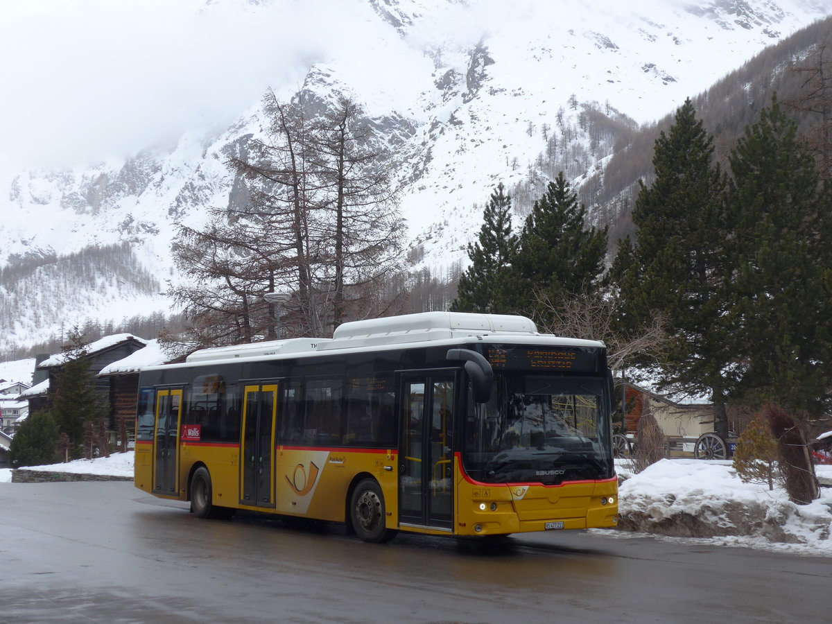 (201'350) - PostAuto Wallis - VS 477'211 - Ebusco am 27. Januar 2019 in Saas-Fee, Busterminal