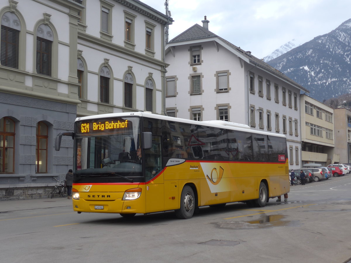 (201'364) - PostAuto Wallis - VS 403'663 - Setra am 27. Januar 2019 beim Bahnhof Brig