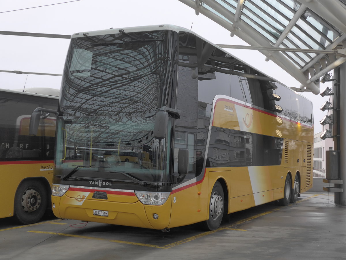 (201'375) - PostAuto Graubnden - GR 170'402 - Van Hool am 2. Februar 2019 in Chur, Postautostation