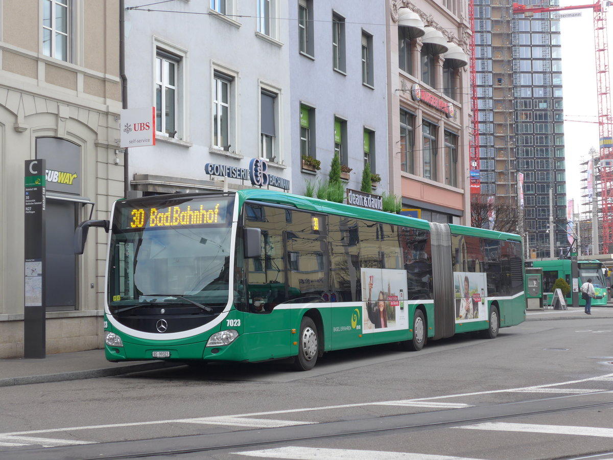 (201'493) - BVB Basel - Nr. 7023/BS 99'323 - Mercedes am 11. Februar 2019 beim Bahnhof Basel