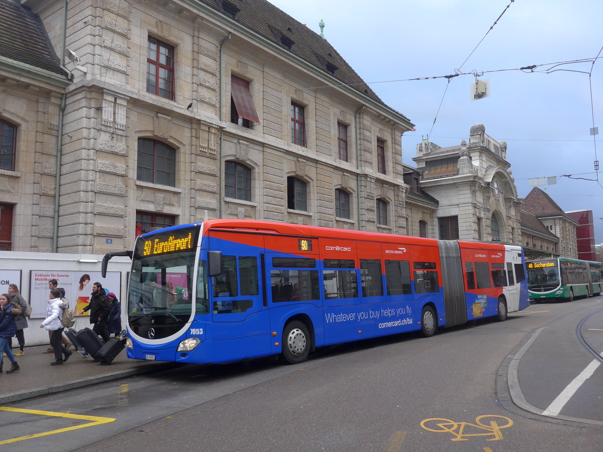 (201'561) - BVB Basel - Nr. 7053/BS 99'353 - Mercedes am 11. Februar 2019 beim Bahnhof Basel