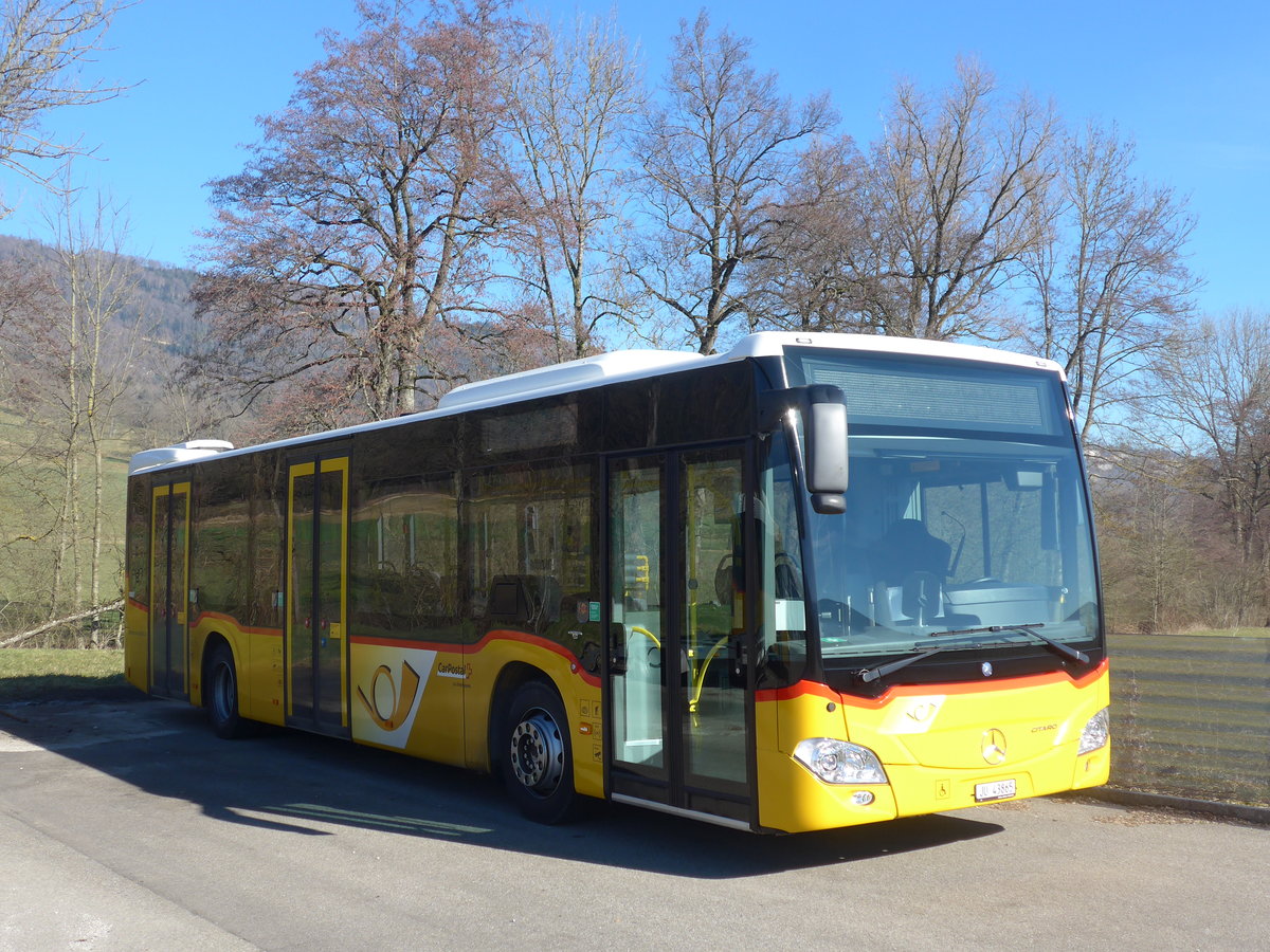 (201'598) - CarPostal Ouest - JU 43'865 - Mercedes am 16. Februar 2019 in Develier, Parkplatz