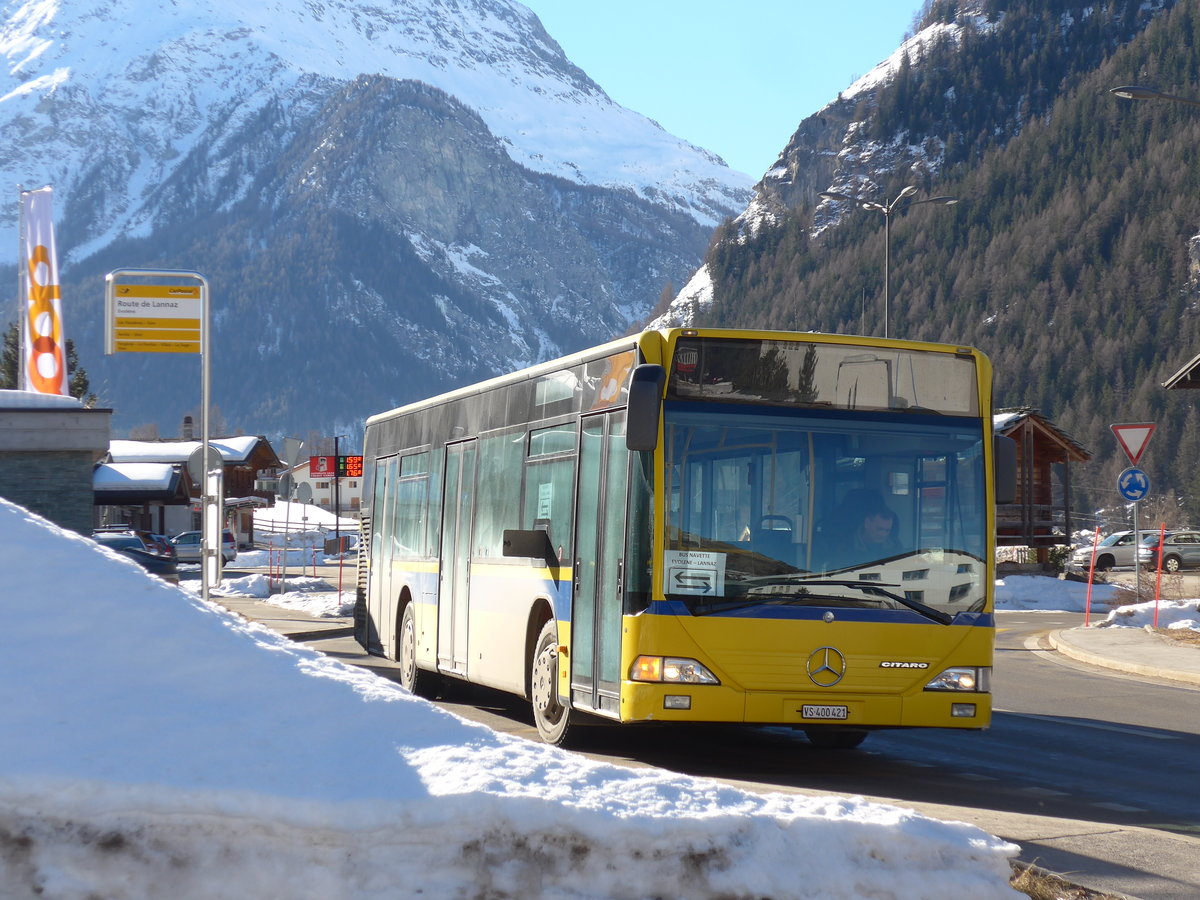 (201'761) - Tl-Evolne, Evolne - VS 400'421 - Mercedes (ex BLT Oberwil Nr. 34) am 24. Februar 2019 in Evolne, Route de Lannaz