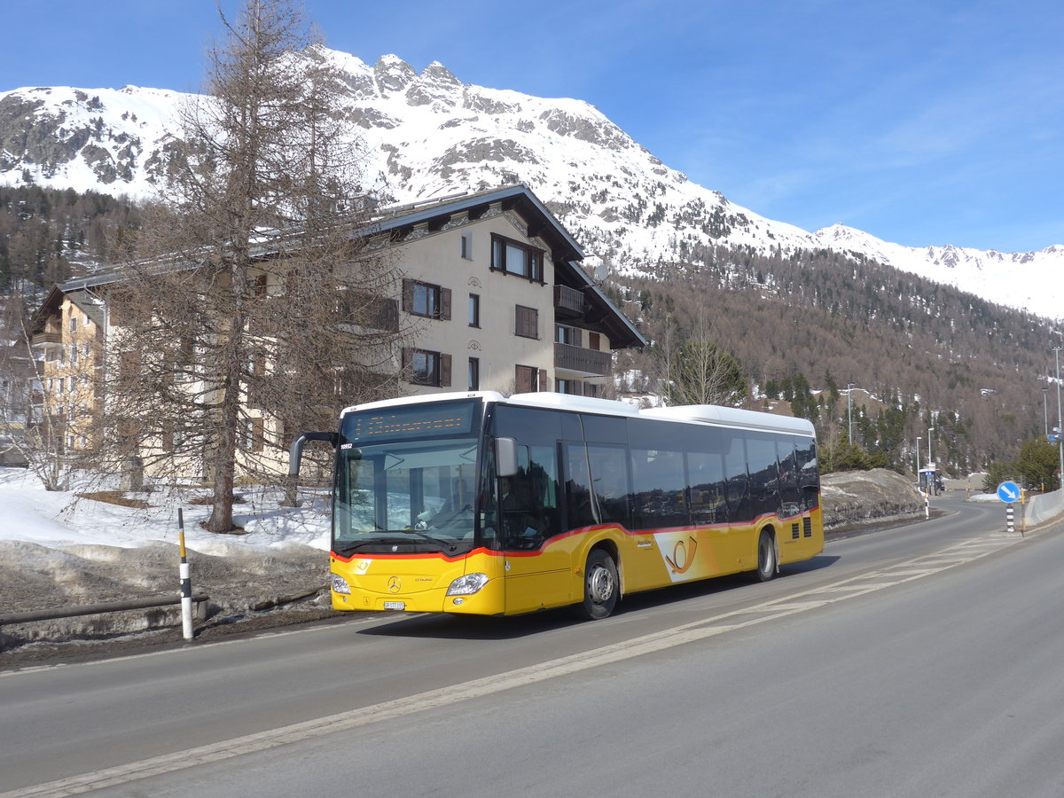 (201'841) - PostAuto Graubnden - GR 177'315 - Mercedes am 2. Mrz 2019 in Silvaplana, Kreisel Mitte