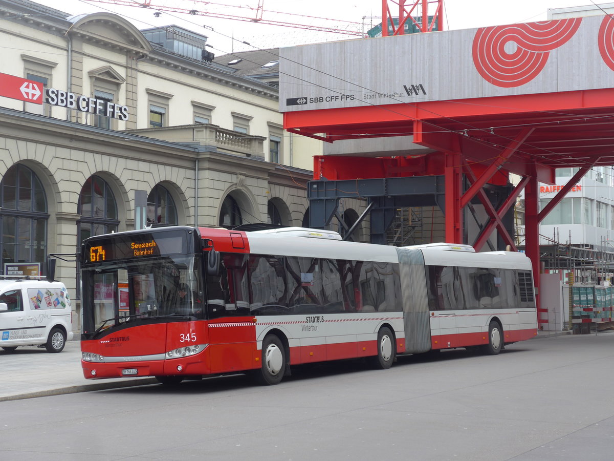 (201'996) - SW Winterthur - Nr. 345/ZH 766'345 - Solaris am 4. Mrz 2019 beim Hauptbahnhof Winterthur