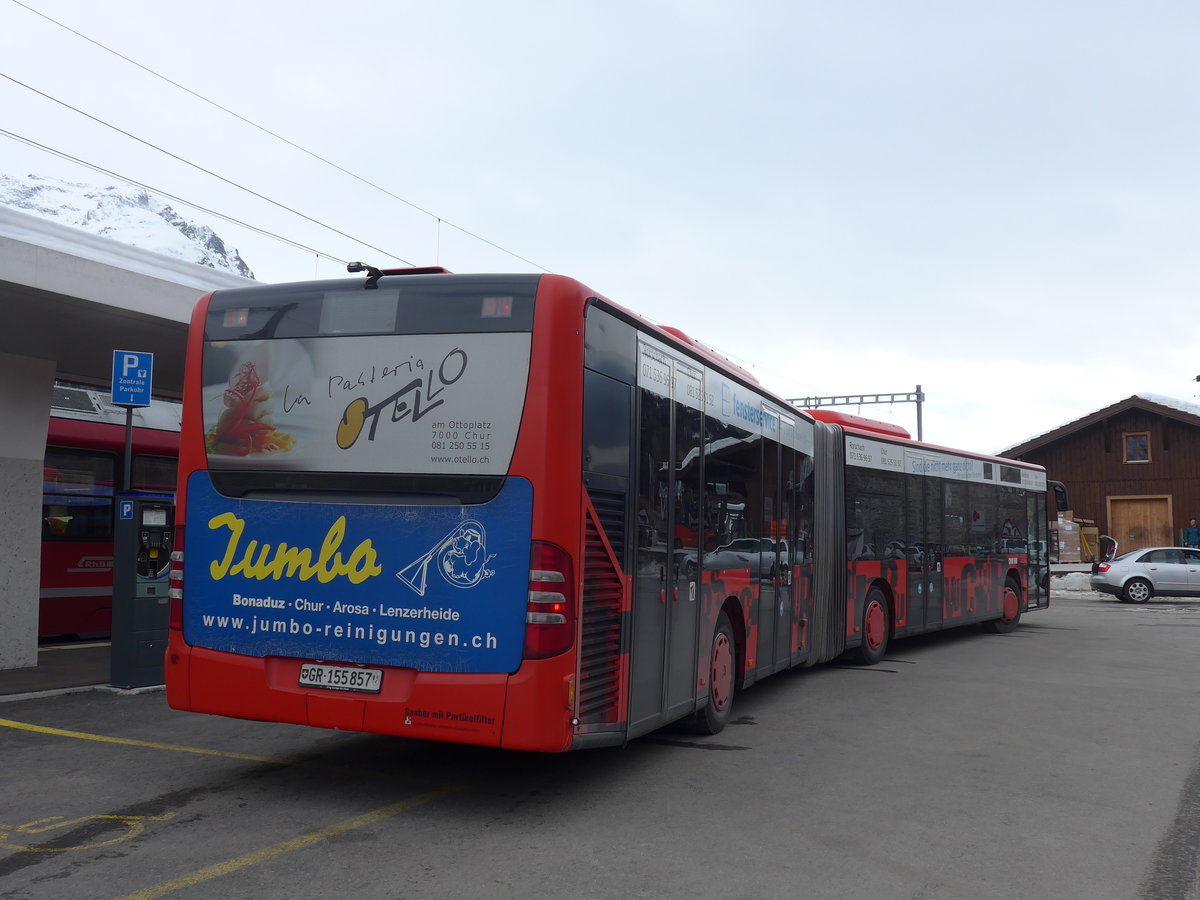 (202'116) - SBC Chur - Nr. 57/GR 155'857 - Mercedes (ex Nr. 76) am 10. Mrz 2019 beim Bahnhof St. Moritz