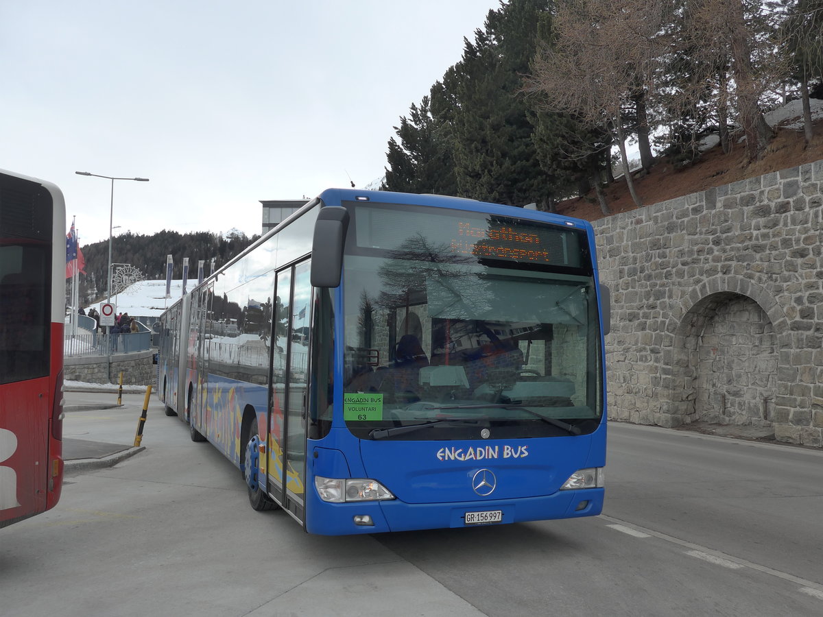 (202'128) - SBC Chur - Nr. 97/GR 156'997 - Mercedes am 10. Mrz 2019 beim Bahnhof St. Moritz