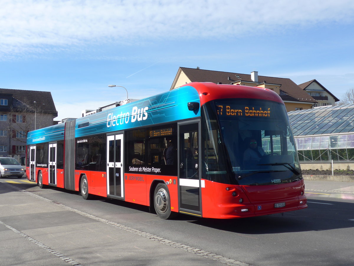 (202'333) - Bernmobil, Bern - Nr. 203/BE 723'203 - Hess/Hess am 12. Mrz 2019 in Kniz, Weiermatt