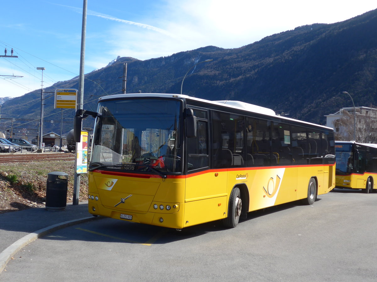 (202'396) - Buchard, Leytron - VS 291'905 - Volvo am 16. Mrz 2019 beim Bahnhof Martigny