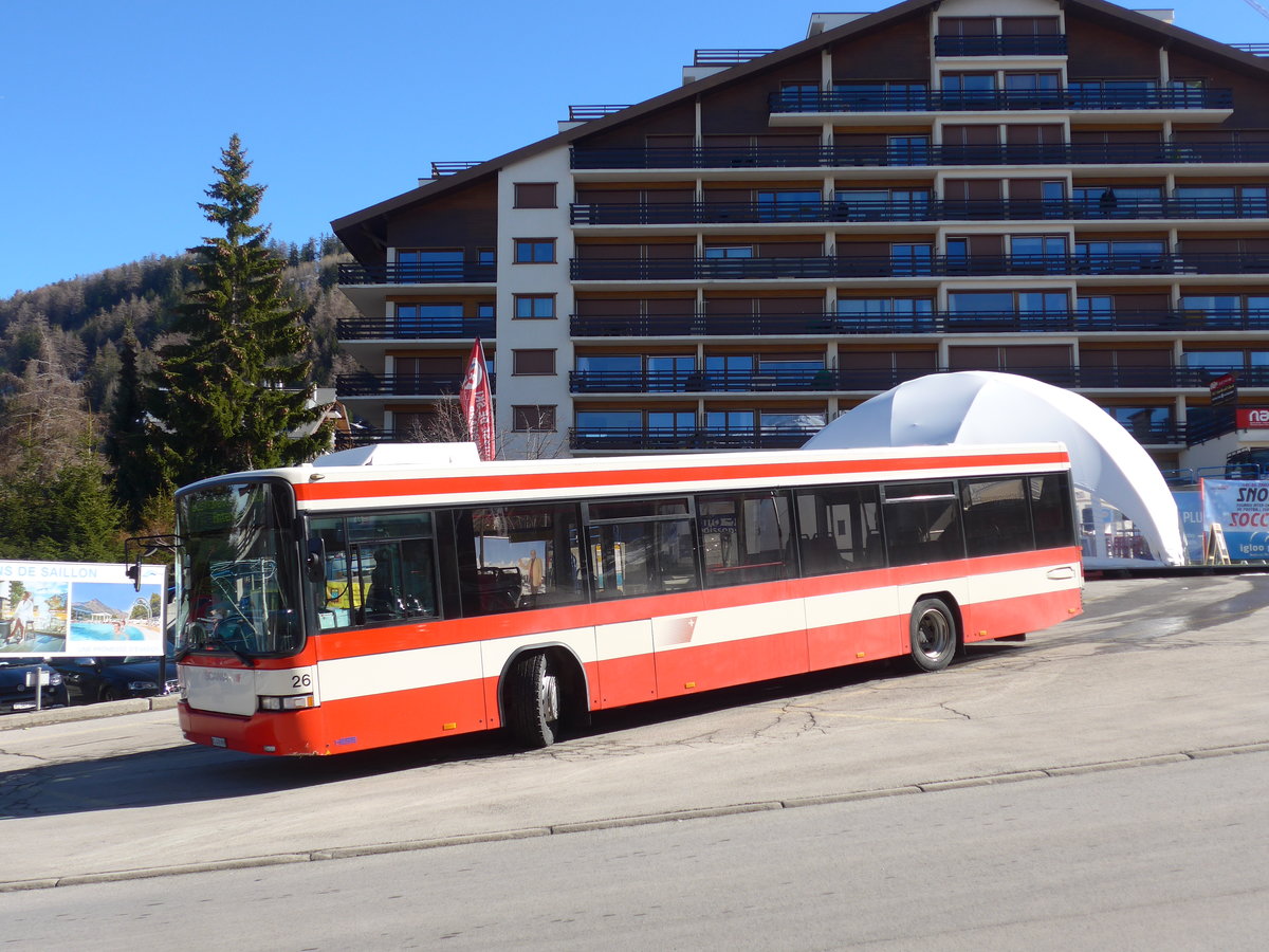 (202'422) - Lathion, Sion - Nr. 26/VS 478'999 - Scania/Hess (ex AAGS Schwyz Nr. 12) am 16. Mrz 2019 in Haute-Nendaz, Tlcabine