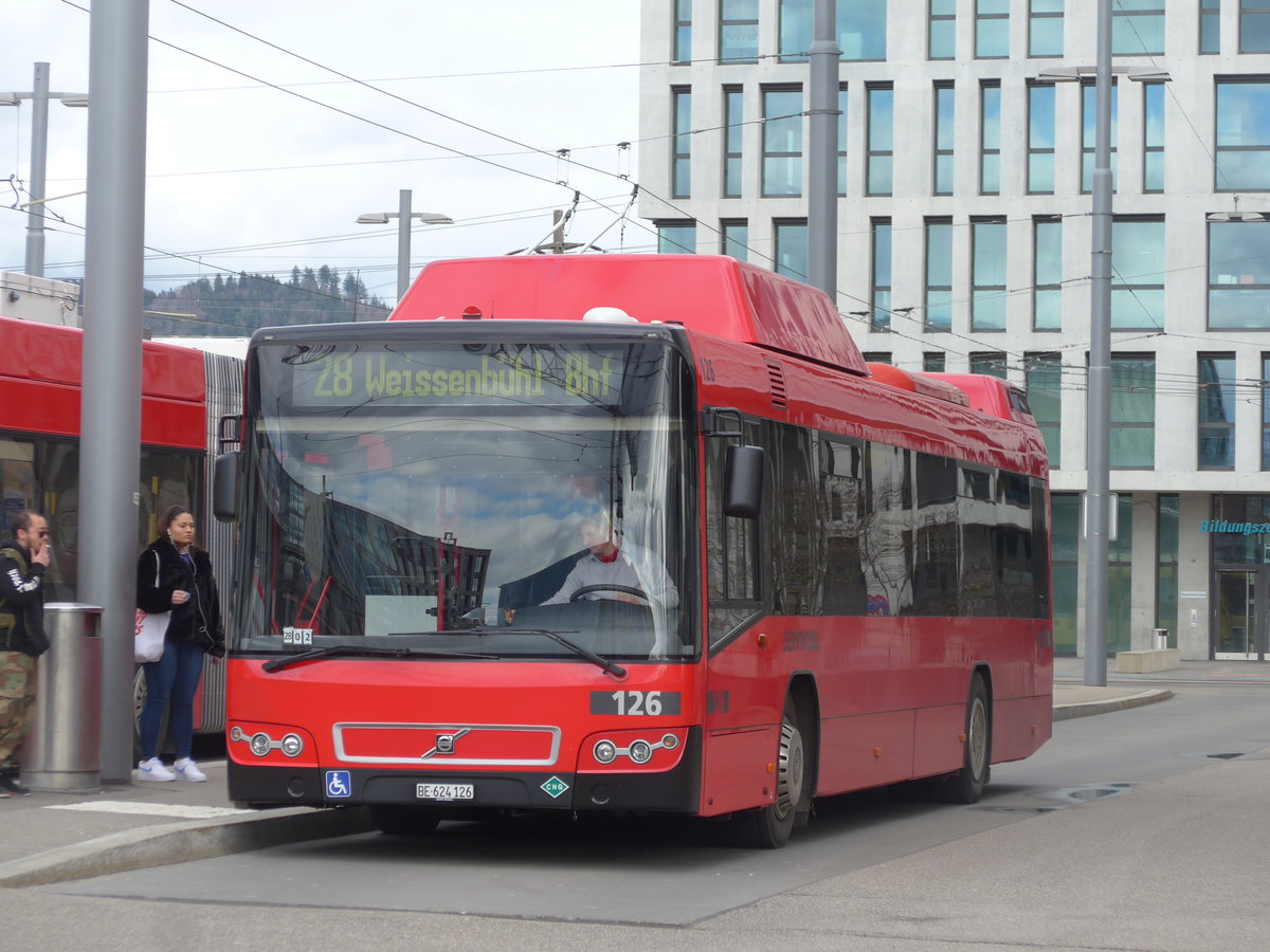 (202'506) - Bernmobil, Bern - Nr. 126/BE 624'126 - Volvo am 18. Mrz 2019 in Bern, Wankdorf