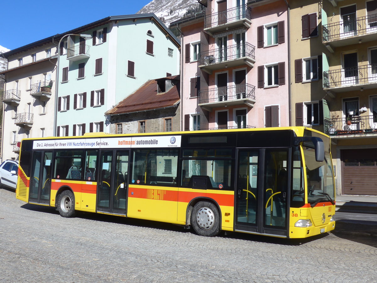 (202'531) - Meyer, Gschenen - Nr. 38/UR 9345 - Mercedes (ex BLT Oberwil Nr. 38) am 19. Mrz 2019 beim Bahnhof Airolo