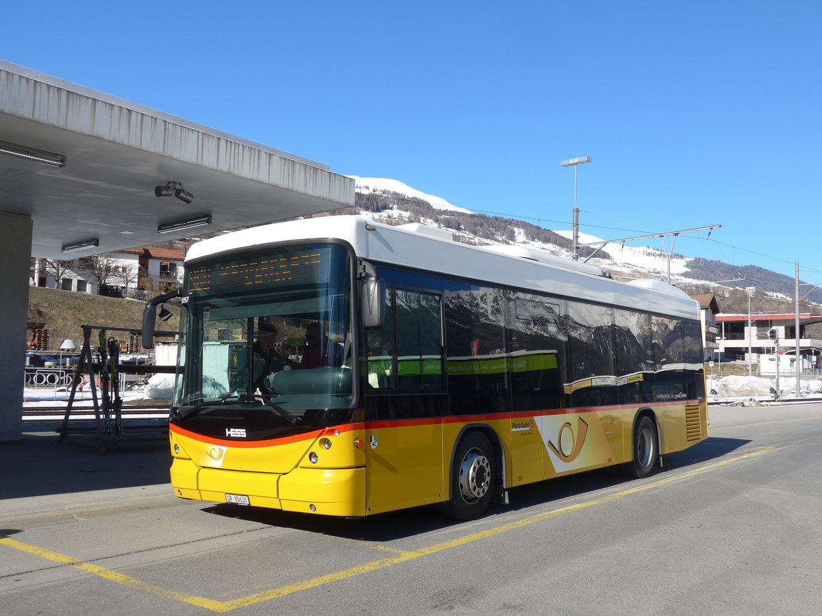 (202'646) - PostAuto Graubnden - GR 85'630 - Scania/Hess am 20. Mrz 2019 beim Bahnhof Scuol-Tarasp