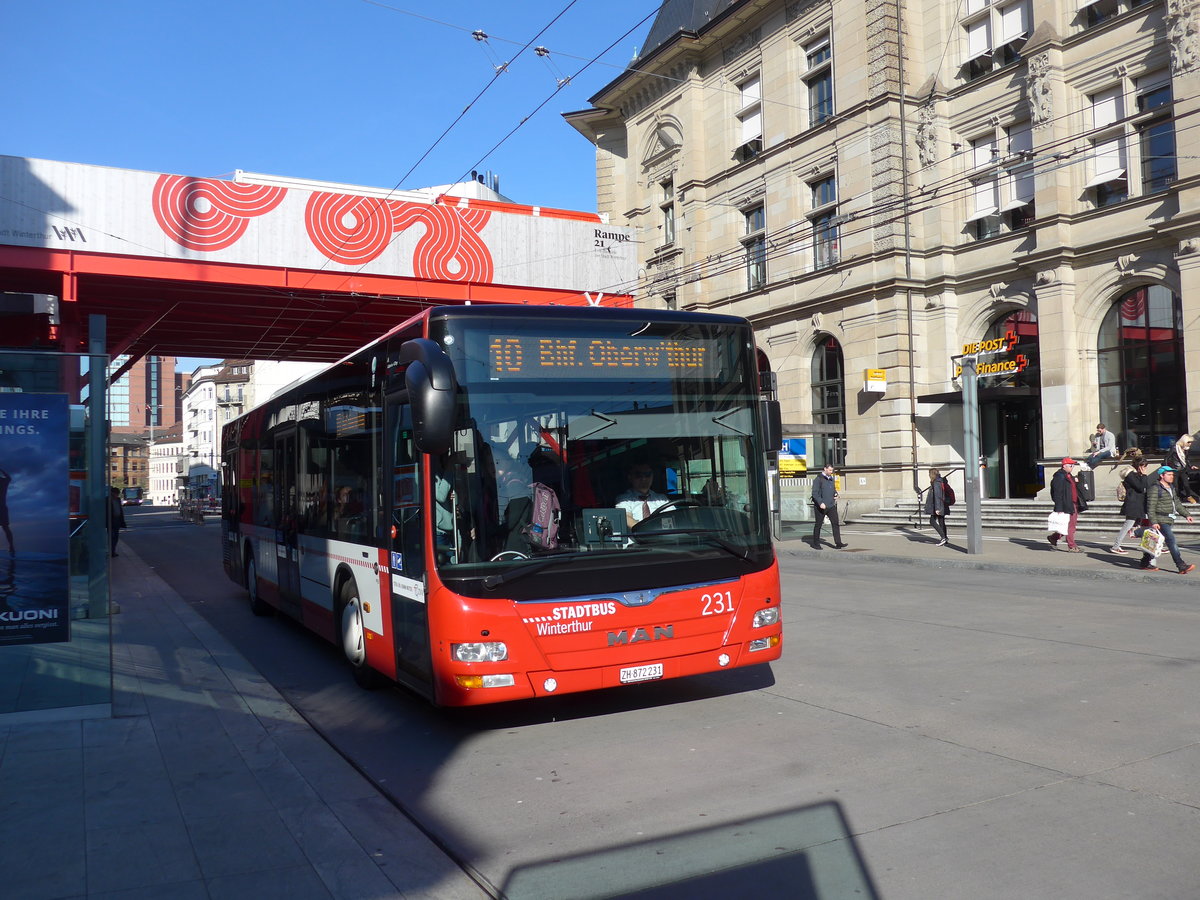 (202'774) - SW Winterthur - Nr. 231/ZH 872'231 - MAN am 21. Mrz 2019 beim Hauptbahnhof Winterthur