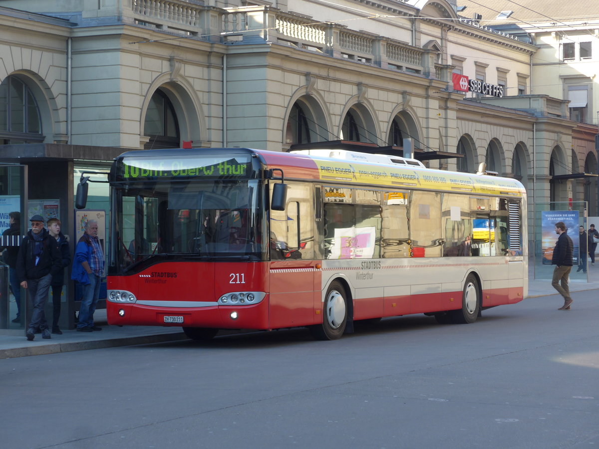 (202'787) - SW Winterthur - Nr. 211/ZH 730'211 - Solaris am 21. Mrz 2019 beim Hauptbahnhof Winterthur