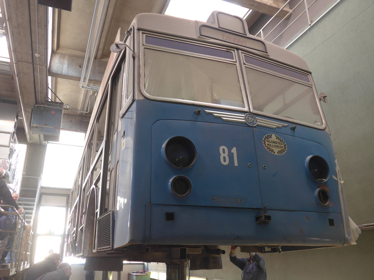 (202'951) - VBL Luzern (vbl-historic) - Nr. 81 - FBW/Hess am 23. Mrz 2019 in Luzern, Depot (in Restauration)