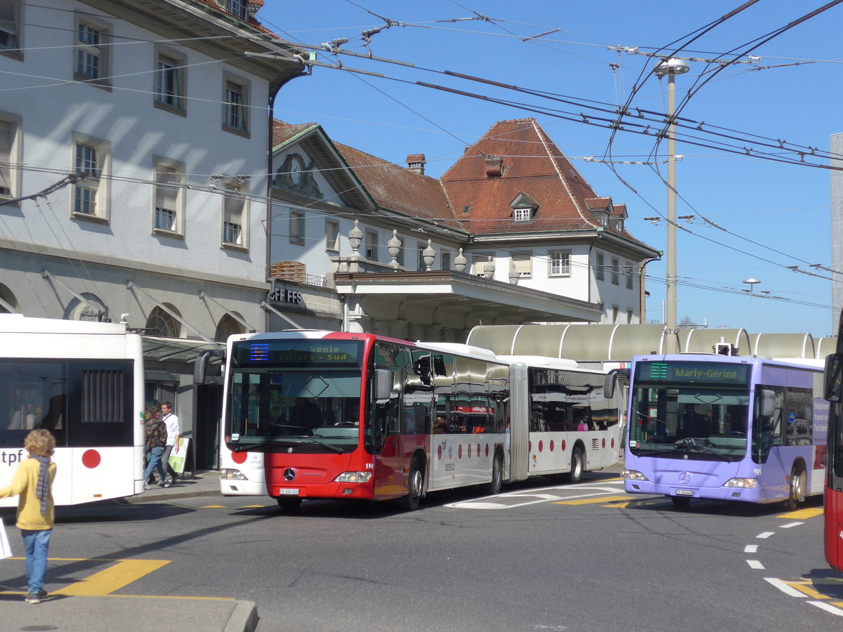 (203'249) - TPF Fribourg - Nr. 590/FR 300'380 - Mercedes am 24. Mrz 2019 beim Bahnhof Fribourg