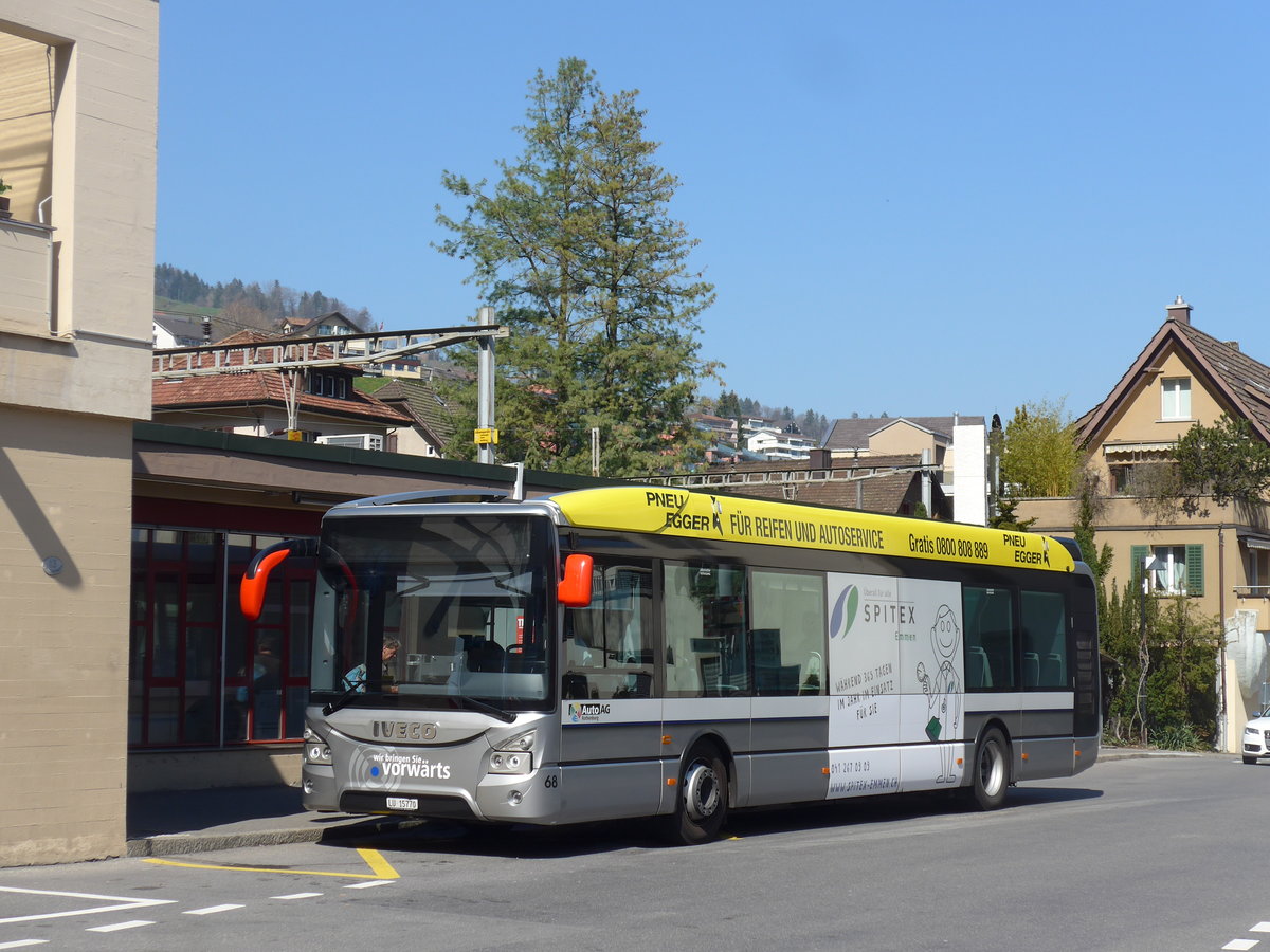 (203'316) - AAGR Rothenburg - Nr. 68/LU 15'770 - Iveco am 30. Mrz 2019 beim Bahnhof Hergiswil