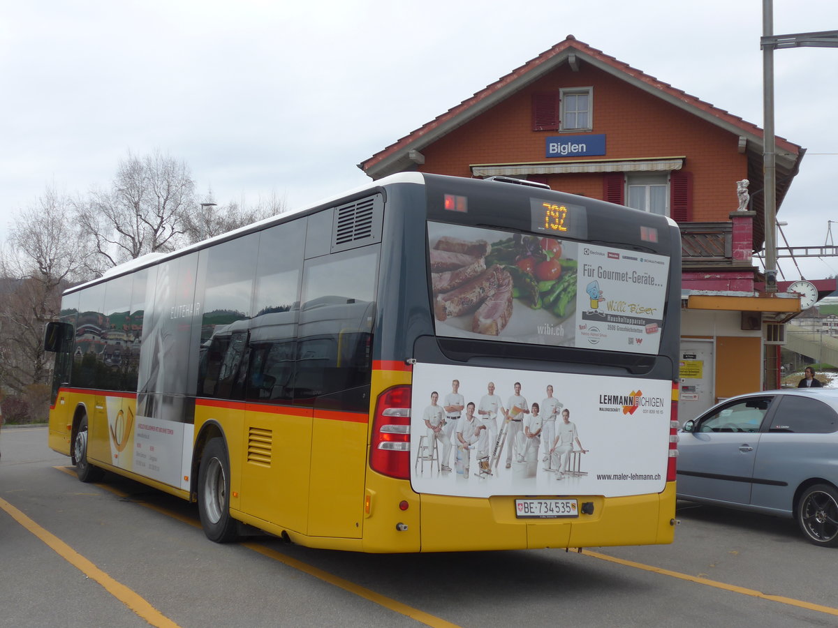 (203'469) - PostAuto Bern - Nr. 535/BE 734'535 - Mercedes am 7. April 2019 beim Bahnhof Biglen