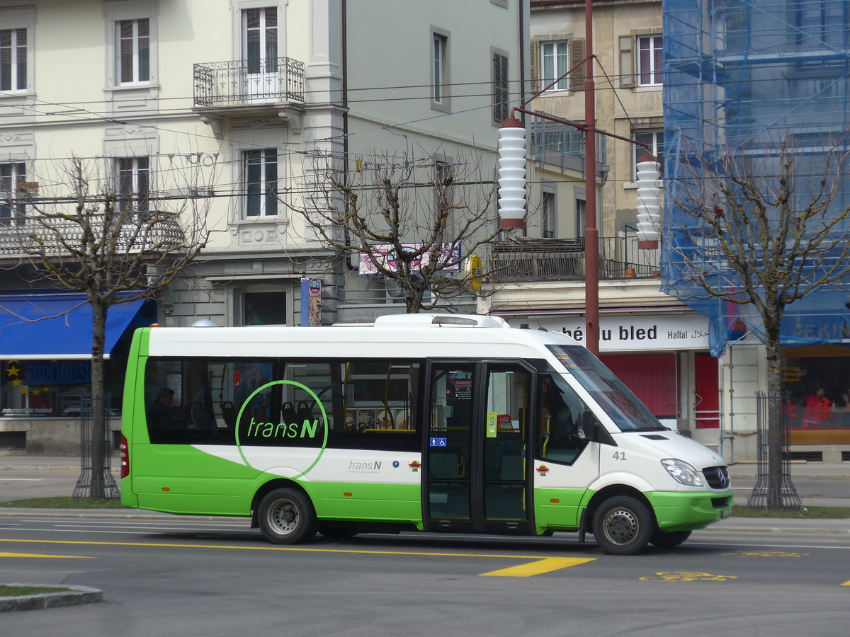 (203'597) - transN, La Chaux-de-Fonds - Nr. 41/NE 143'041 - Mercedes am 13. April 2019 beim Bahnhof La Chaux-de-Fonds