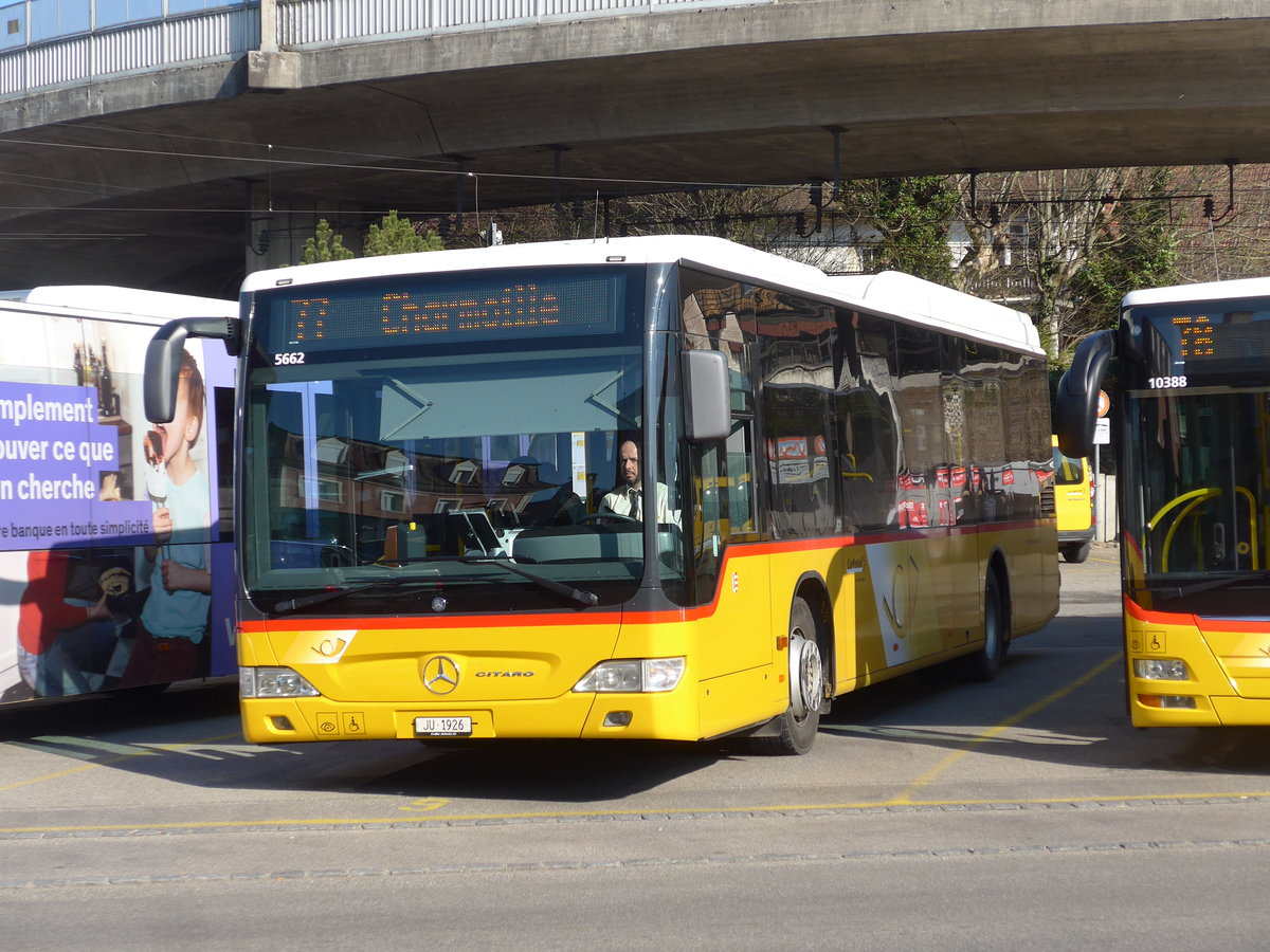 (203'791) - CarPostal Ouest - JU 1926 - Mercedes (ex Nr. 58; ex Stucki, Porrentruy Nr. 14) am 15. April 2019 beim Bahnhof Porrentruy