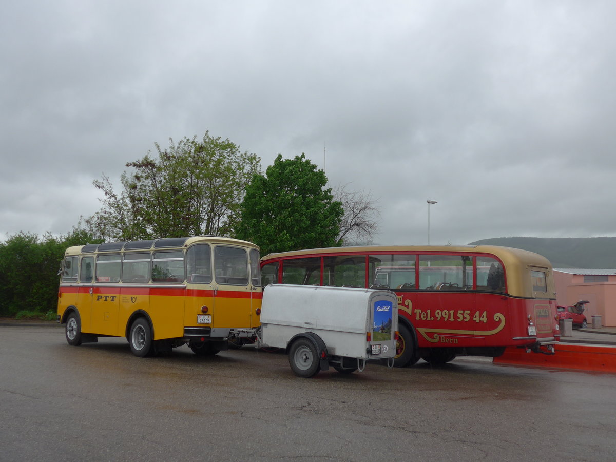 (203'930) - Aus der Schweiz: Schmid, Thrishaus - Nr. 9/BE 26'105 - Saurer/R&J (ex Geiger, Adelboden) am 26. April 2019 in Orschwiller, Raststtte