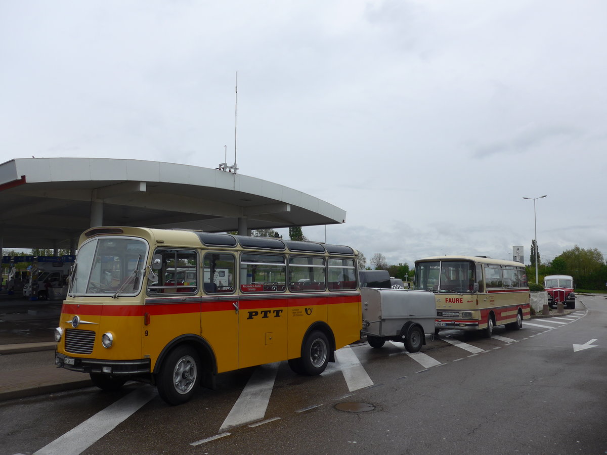 (203'940) - Aus der Schweiz: Schmid, Thrishaus - Nr. 9/BE 26'105 - Saurer/R&J (ex Geiger, Adelboden Nr. 9) am 26. April 2019 in Orschwiller, Raststtte