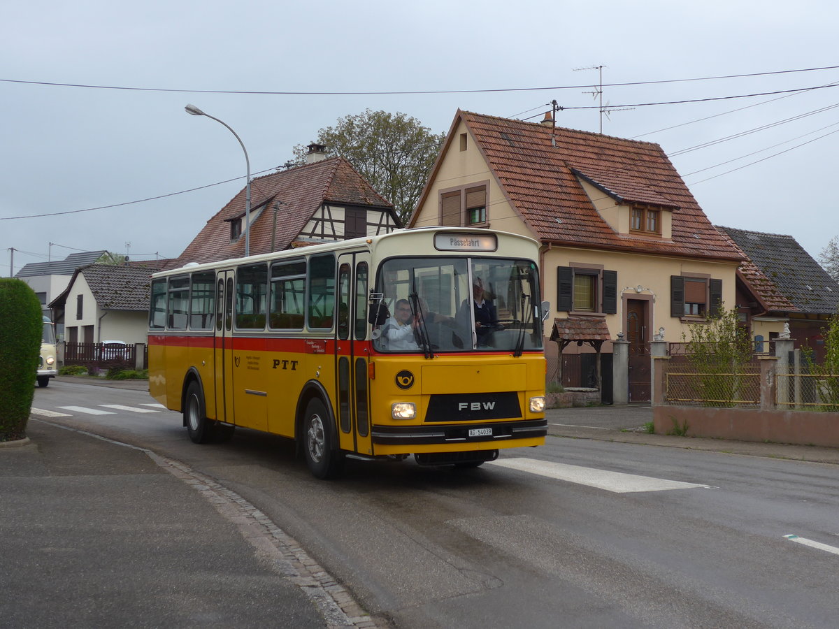 (204'204) - Aus der Schweiz: Birchler, Remetschwil - AG 54'039 - FBW/Tscher (ex Gerber, Winkel; ex Eggenberger, Mriken; ex Tanner, Bubendorf; ex P 24'803) am 27. April 2019 in Stundwiller, Rue Principale