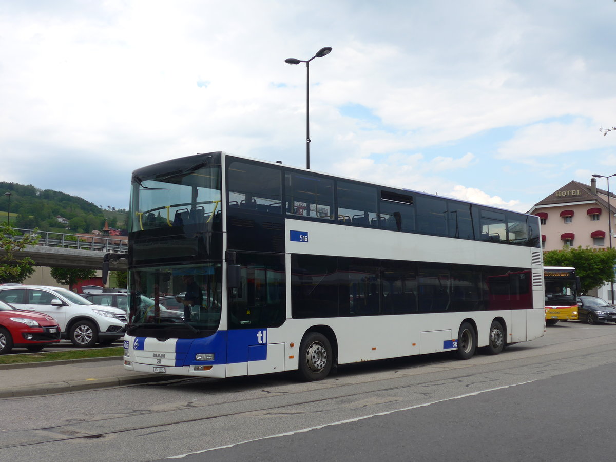 (205'455) - TL Lausanne - Nr. 516/VD 1602 - MAN am 25. Mai 2019 beim Bahnhof Moudon