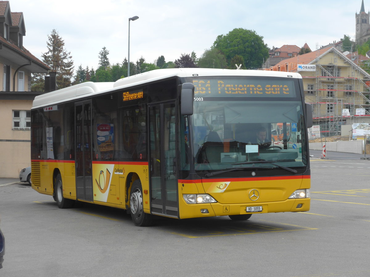 (205'477) - CarPostal Ouest - VD 1055 - Mercedes (ex Morattel, Sdeilles) am 25. Mai 2019 beim Bahnhof Romont