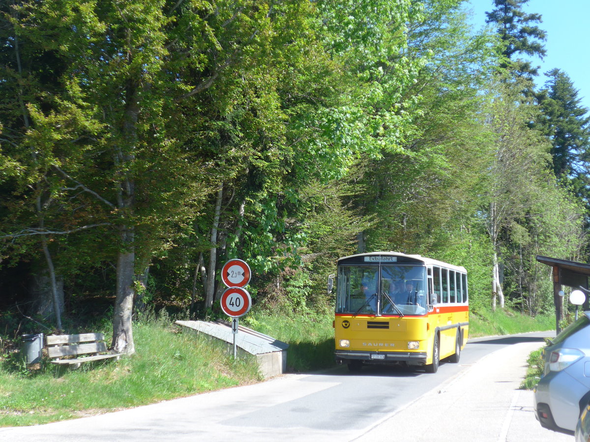 (205'701) - Eichenberger, Bsingen - FR 335'303 - Saurer/R&J (ex Schlapp, Cottens; ex Ruklic, Schaffhausen; ex Heim, Flums; ex Frigg, Zernez; ex P 24'279) am 2. Juni 2019 in Emmenmatt, Moosweg