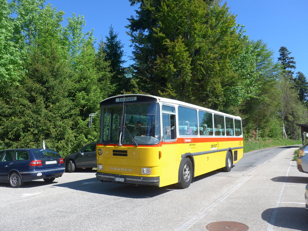 (205'702) - Eichenberger, Bsingen - FR 335'303 - Saurer/R&J (ex Schlapp, Cottens; ex Ruklic, Schaffhausen; ex Heim, Flums; ex Frigg, Zernez; ex P 24'279) am 2. Juni 2019 in Emmenmatt, Moosegg