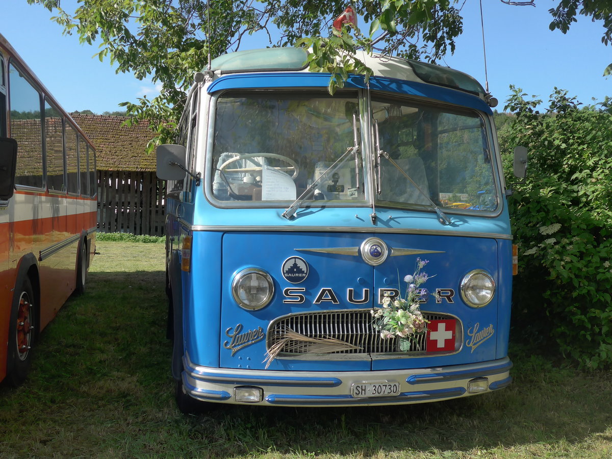 (205'762) - Bolliger, Stetten - SH 30'730 - Saurer/R&J (ex Solr+Fontana, Ilanz Nr. 8) am 8. Juni 2019 in Thayngen, Saurertreffen