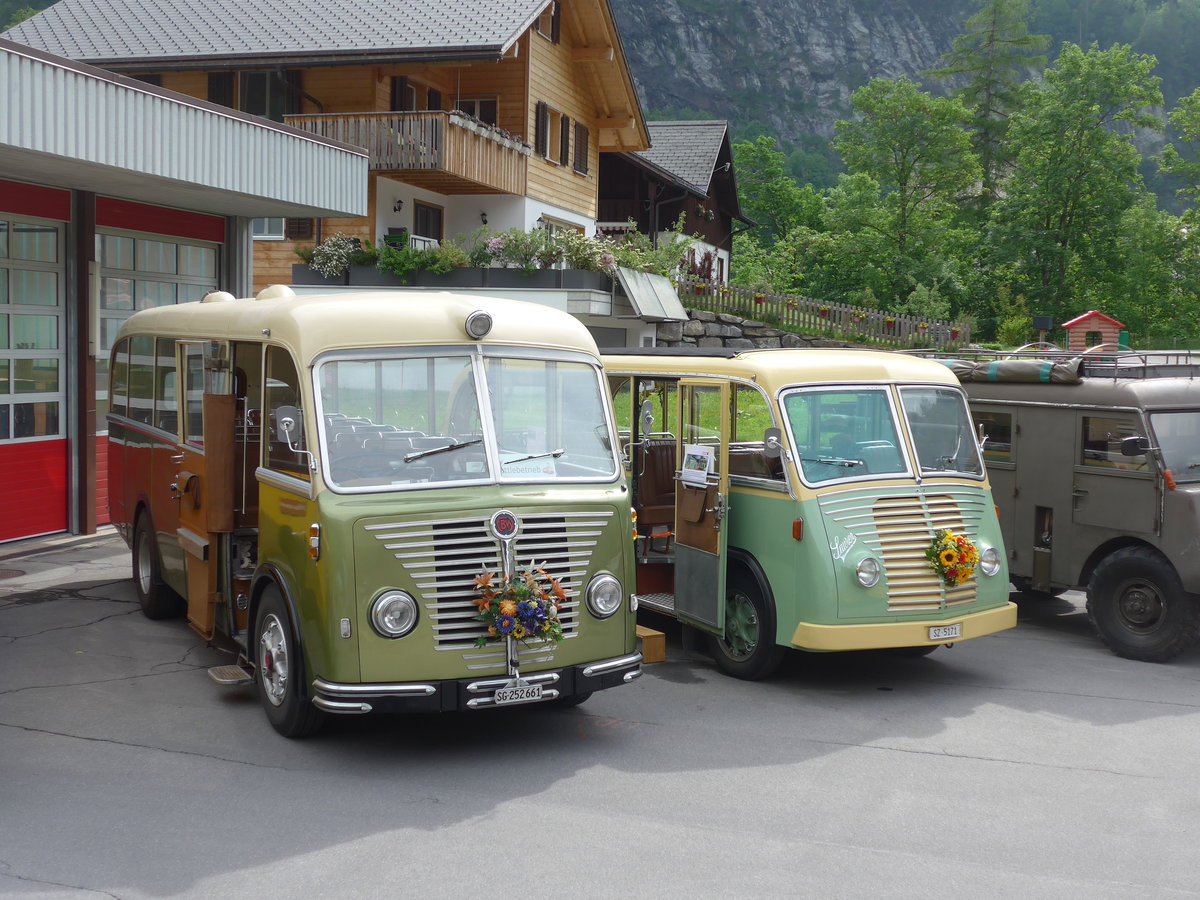 (206'295) - Nostalgieclub, Filzbach - SG 252'661 - FBW/R&J (ex Steiner, Kaltbrunn; ex Grnenfelder, Walenstadt) am 15. Juni 2019 in Elm, Station