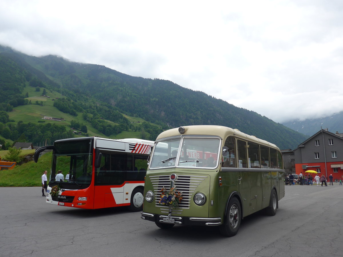 (206'355) - Nostalgieclub, Filzbach - SG 252'661 - FBW/R&J (ex Steiner, Kaltbrunn; ex Grnenfelder, Walenstadt) am 15. Juni 2019 in Engi, Garage AS