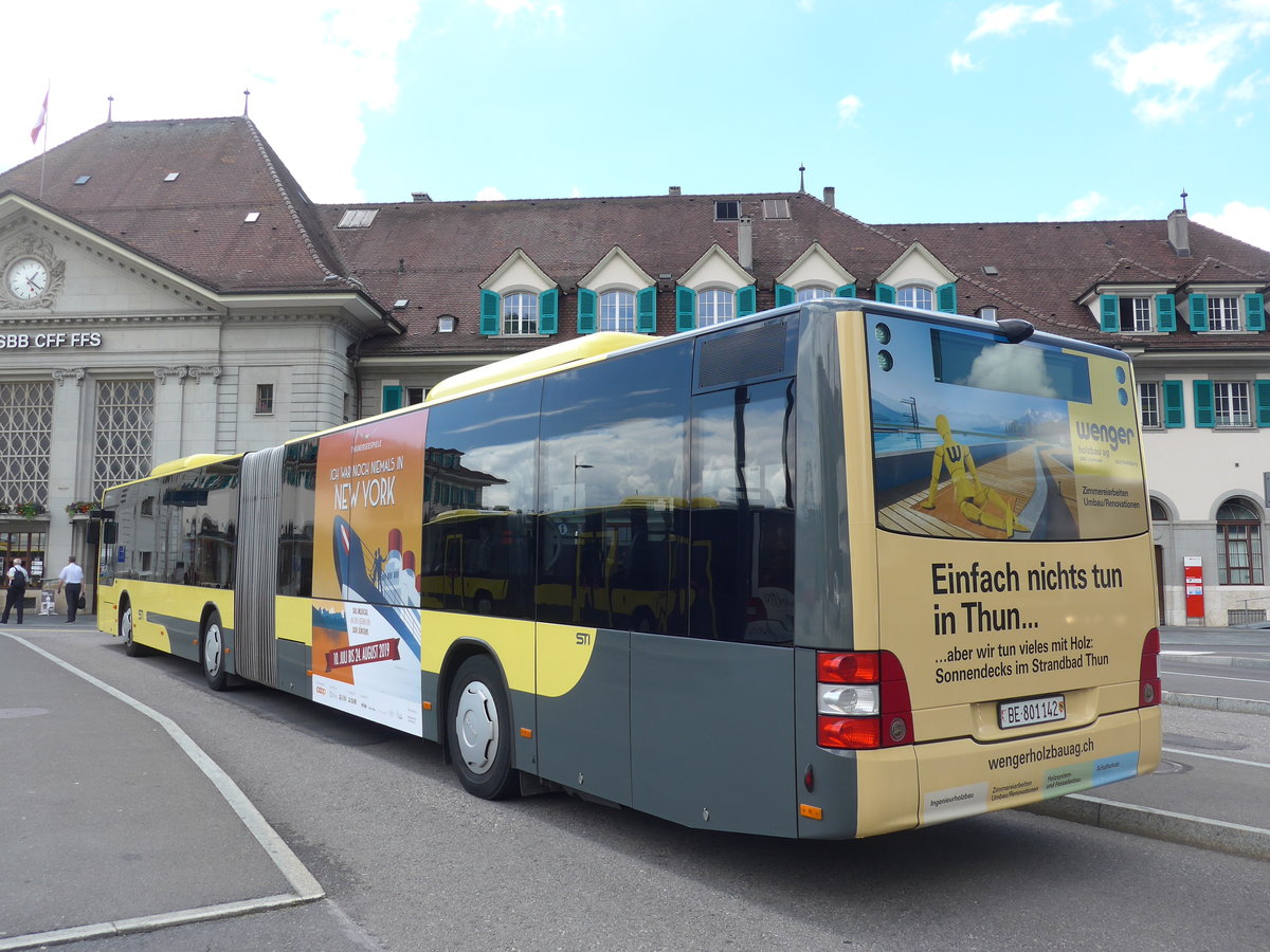 (206'450) - STI Thun - Nr. 142/BE 801'142 - MAN am 16. Juni 2019 beim Bahnhof Thun