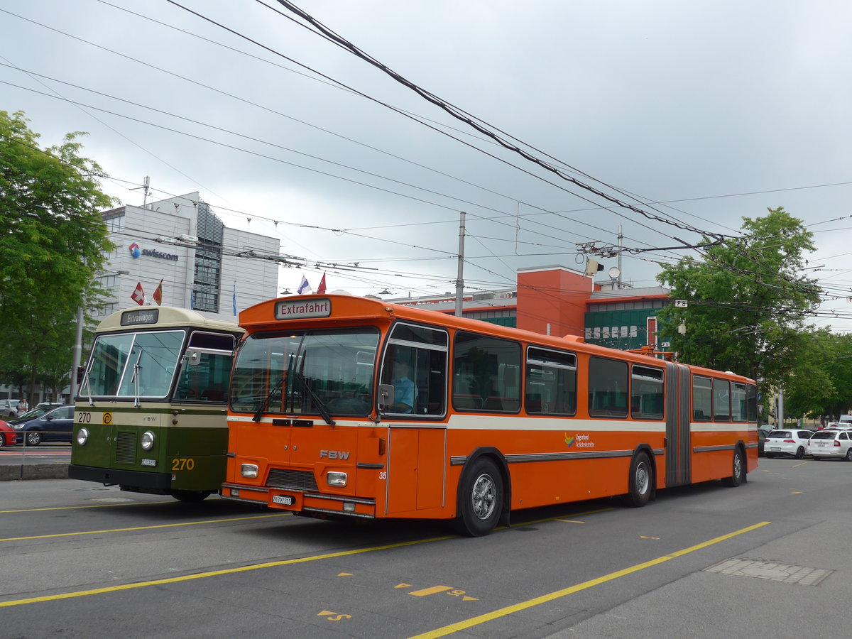 (206'487) - ZVB Zug (RWB) - Nr. 35/ZH 797'215 - FBW/Hess am 22. Juni 2019 in Luzern, Depot VBL