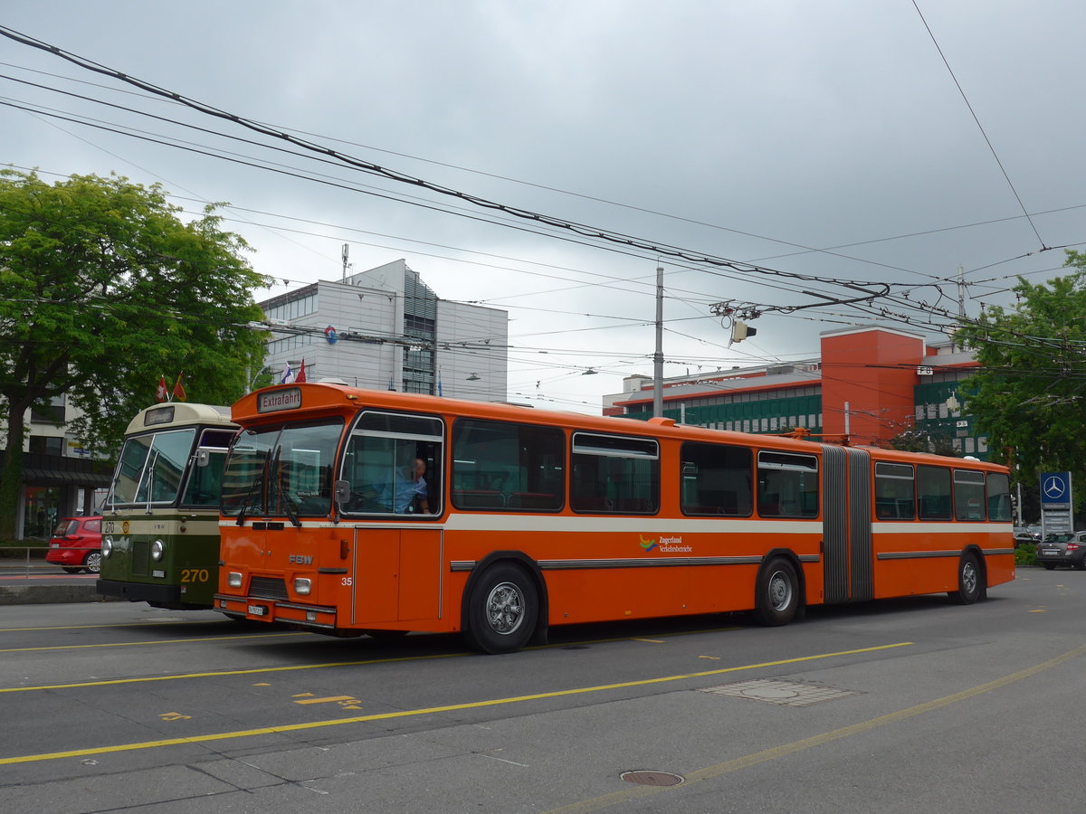 (206'488) - ZVB Zug (RWB) - Nr. 35/ZH 797'215 - FBW/Hess am 22. Juni 2019 in Luzern, Depot VBL