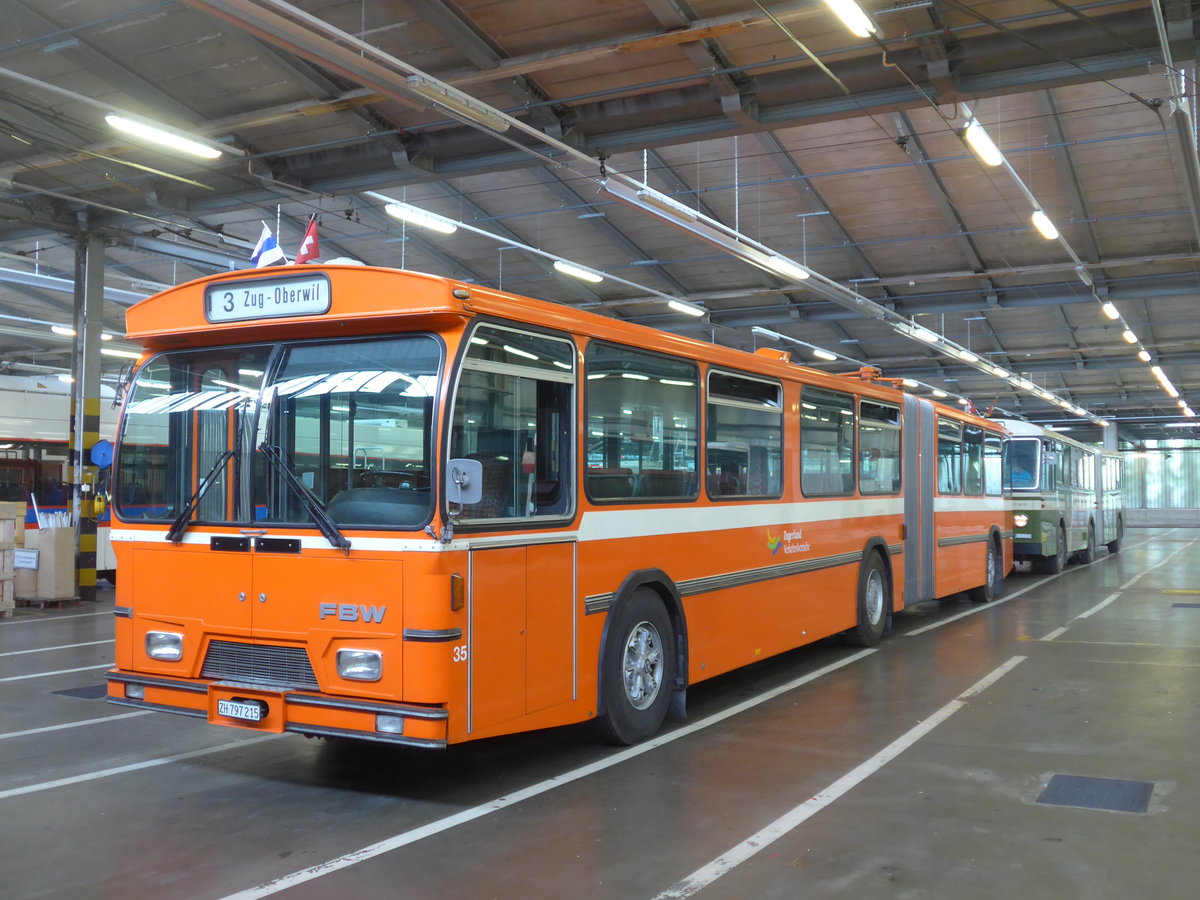 (206'497) - ZVB Zug (RWB) - Nr. 35/ZH 797'215 - FBW/Hess am 22. Juni 2019 in Luzern, Depot VBL