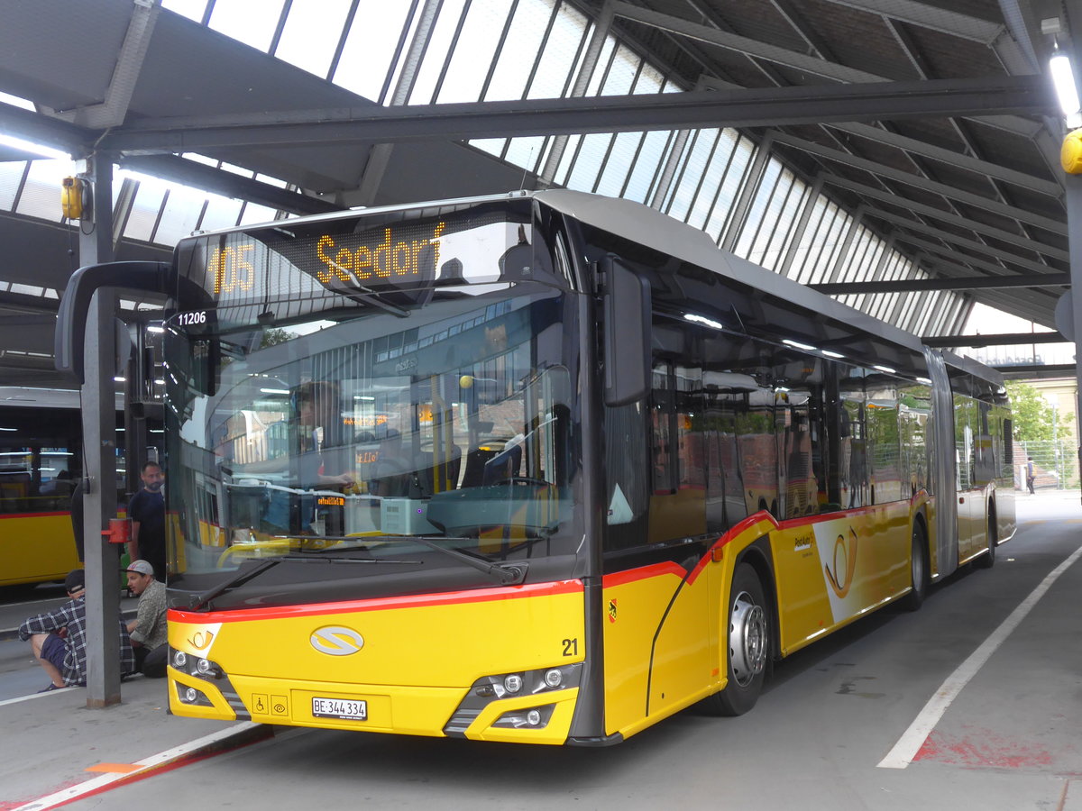 (206'626) - Steiner, Ortschwaben - Nr. 21/BE 344'334 - Solaris am 22. Juni 2019 in Bern, Postautostation