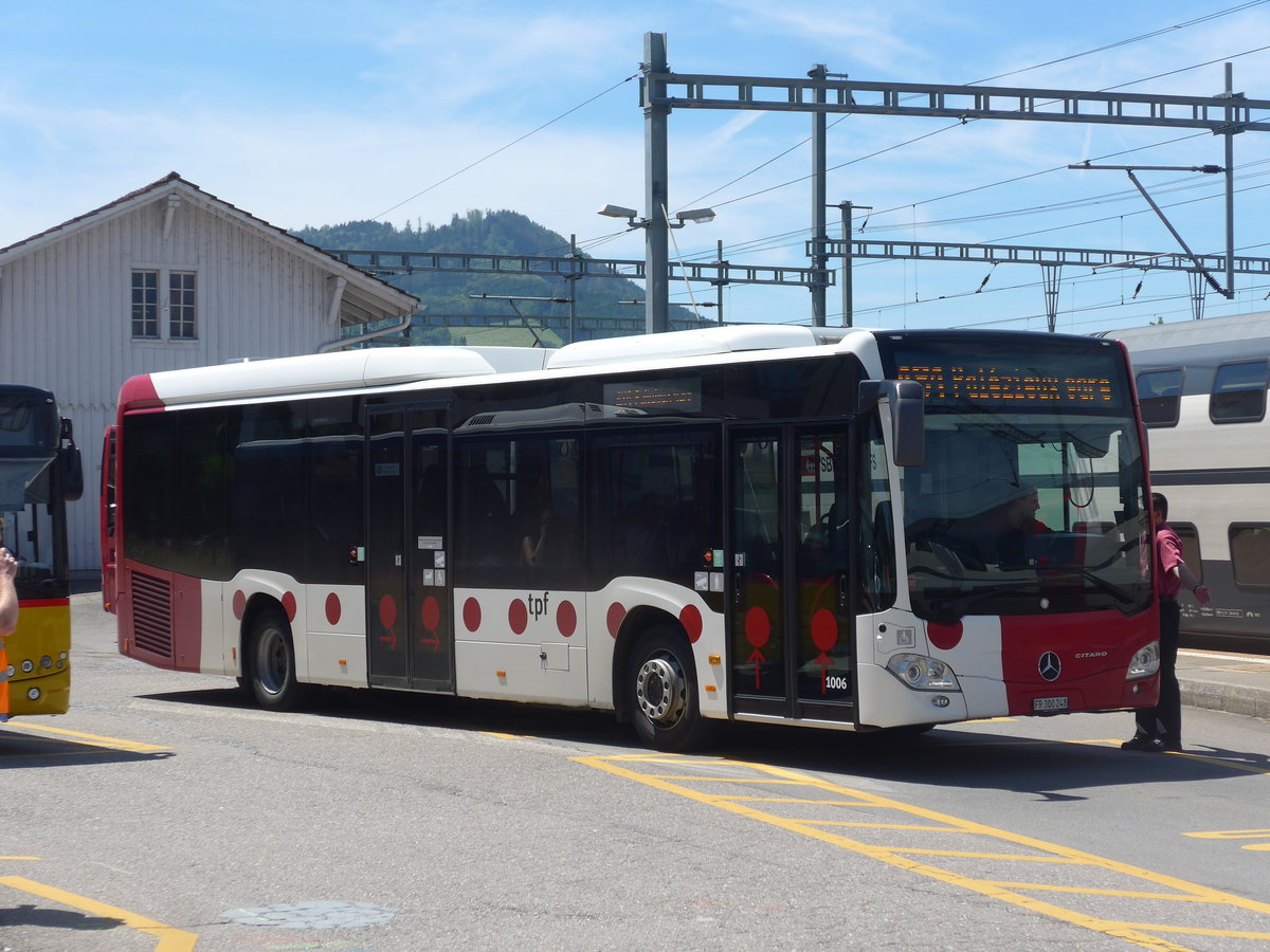 (206'787) - TPF Fribourg - Nr. 1006/FR 300'248 - Mercedes am 24. Juni 2019 beim Bahnhof Palzieux