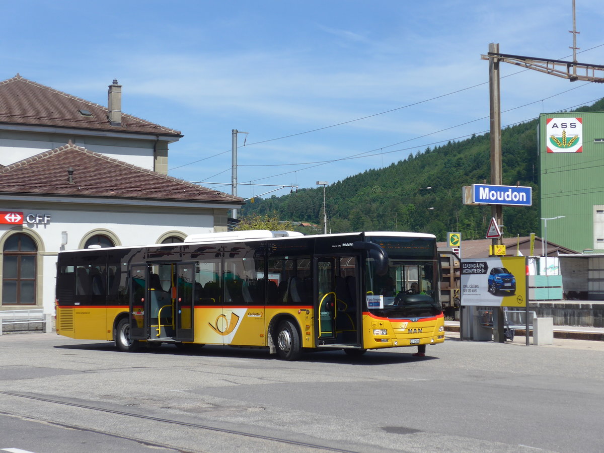 (206'838) - CarPostal Ouest - JU 31'988 - MAN am 24. Juni 2019 beim Bahnhof Moudon