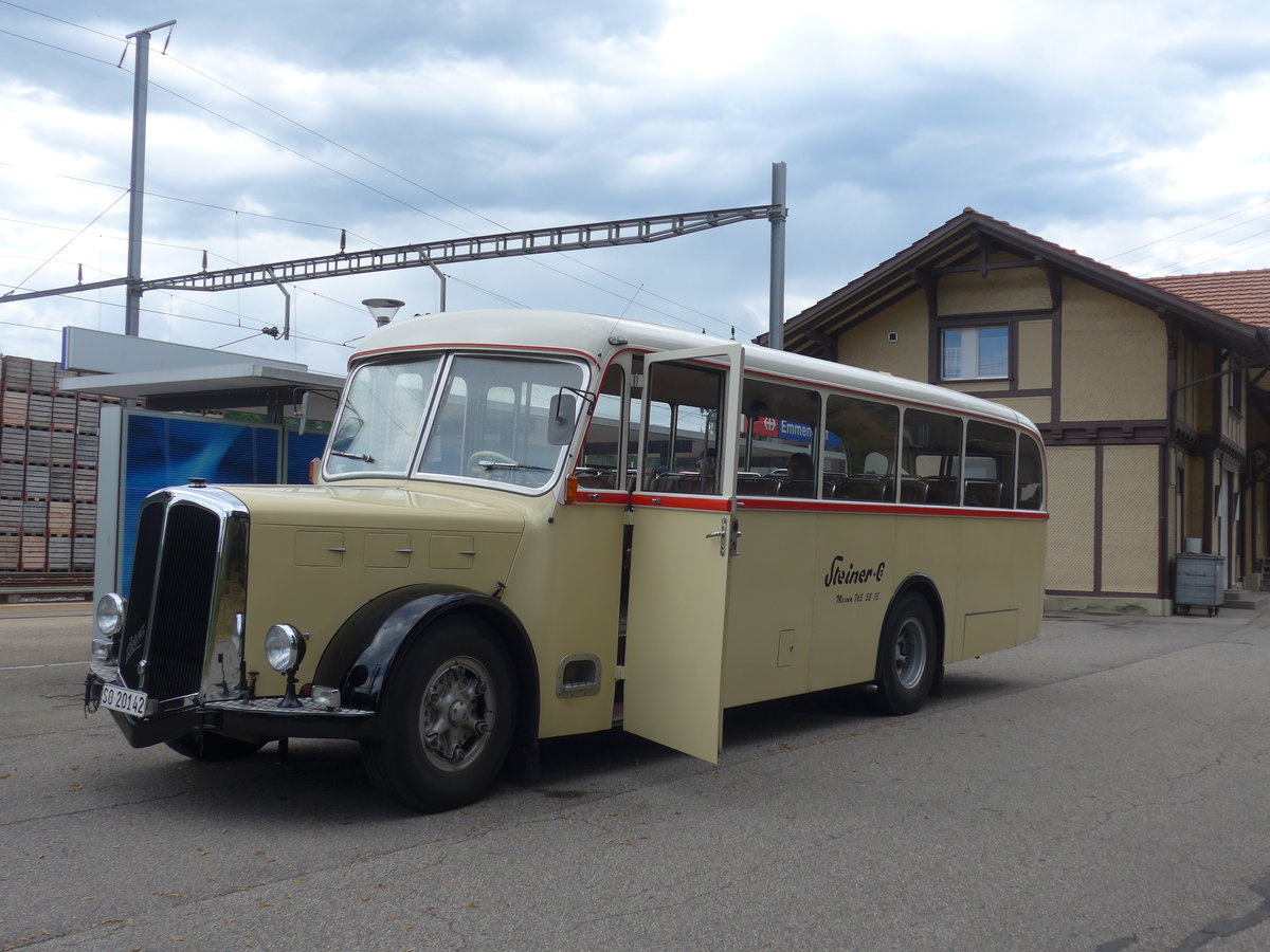 (207'462) - Steiner, Messen - SO 20'142 - Berna/Hess (ex Brtschi, Biberen) am 7. Juli 2019 beim Bahnhof Emmenmatt