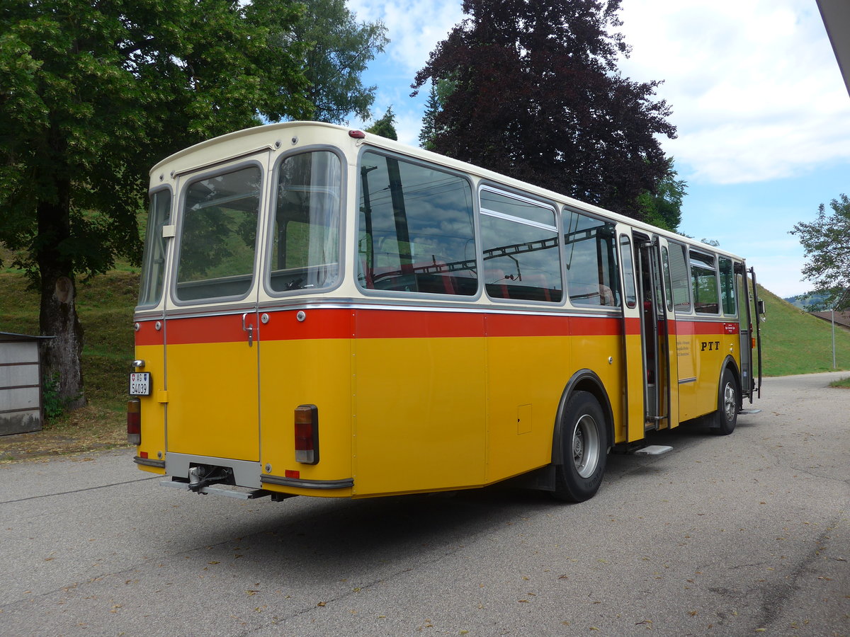 (207'476) - Birchler, Remetschwil - AG 54'039 - FBW/Tscher (ex Gerber, Winkel; ex Eggenberger, Mriken; ex Tanner, Bubendorf; ex P 24'803) am 7. Juli 2019 beim Bahnhof Emmenmatt