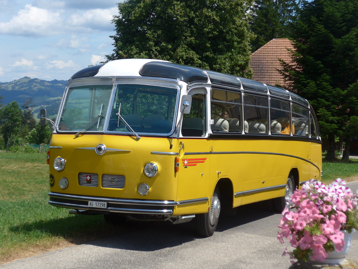 (207'495) - Zimmerli J., Oftringen - AG 57'298 - Berna/Tscher (ex Stutz, Oberlunkhofen; ex Leu, Schongau; ex Wicki, Bremgarten; ex P 22'054; ex P 20'704) am 7. Juli 2019 in Waldhusern, Kurhaus