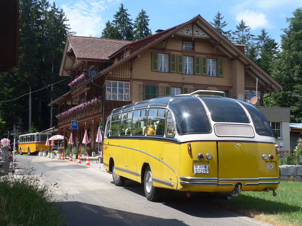 (207'499) - Zimmerli J., Oftringen - AG 57'298 - Berna/Tscher (ex Stutz, Oberlunkhofen; ex Leu, Schongau; ex Wicki, Bremgarten; ex P 22'054; ex P 20'704) am 7. Juli 2019 in Waldhusern, Kurhaus