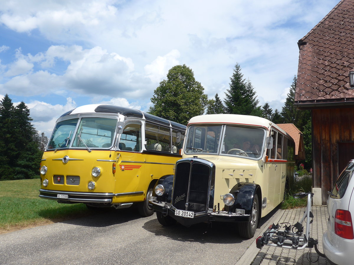 (207'507) - Zimmerli J., Oftringen - AG 57'298 - Berna/Tscher (ex Stutz, Oberlunkhofen; ex Leu, Schongau; ex Wicki, Bremgarten; ex P 22'054; ex P 20'704) + Steiner, Messen - SO 20'142 - Berna/Hess (ex Brtschi, Biberen) am 7. Juli 2019 in Waldhusern, Kurhaus