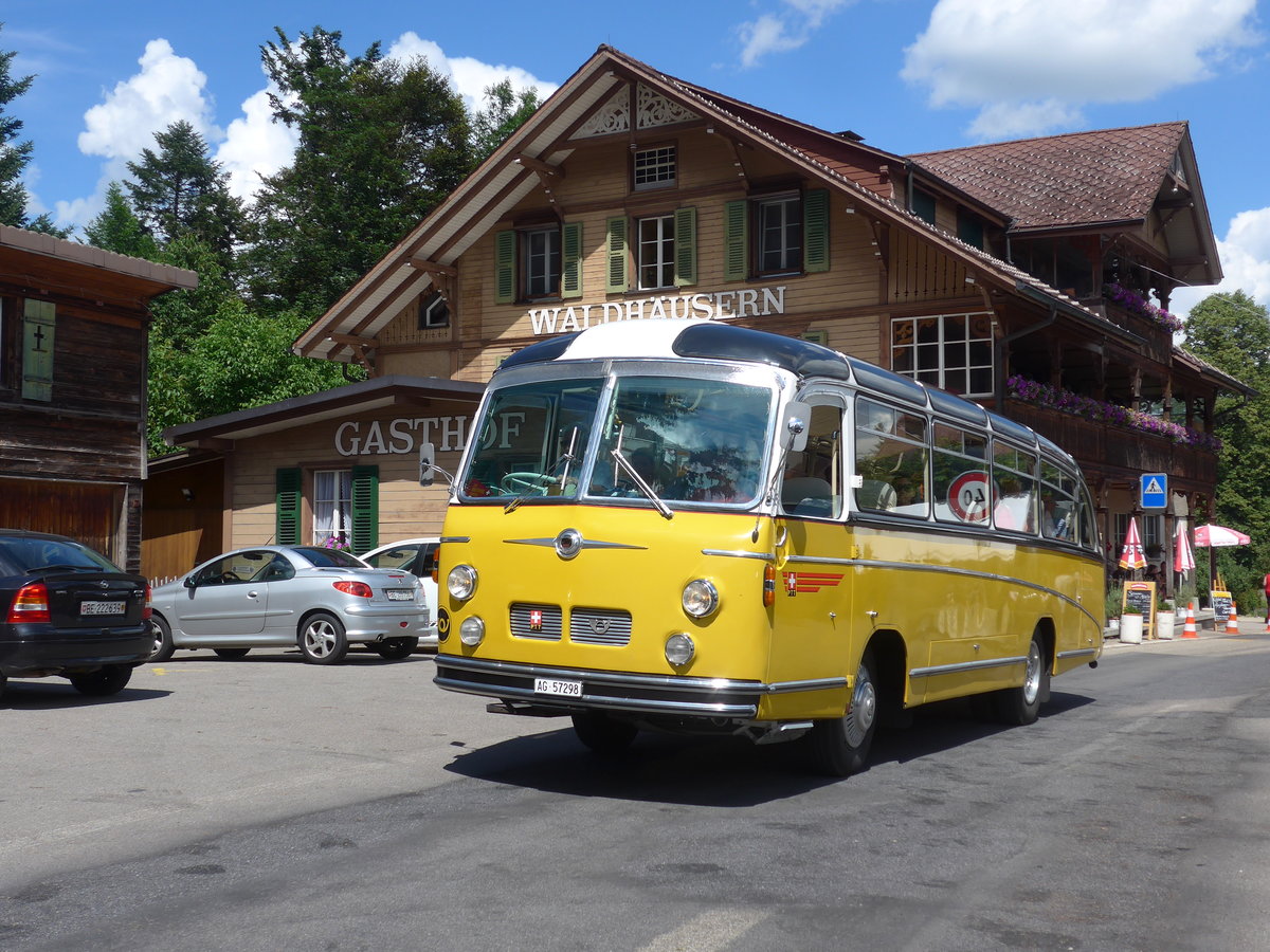 (207'525) - Zimmerli J., Oftringen - AG 57'298 - Berna/Tscher (ex Stutz, Oberlunkhofen; ex Leu, Schongau; ex Wicki, Bremgarten; ex P 22'054; ex P 20'704) am 7. Juli 2019 in Waldhusern, Kurhaus