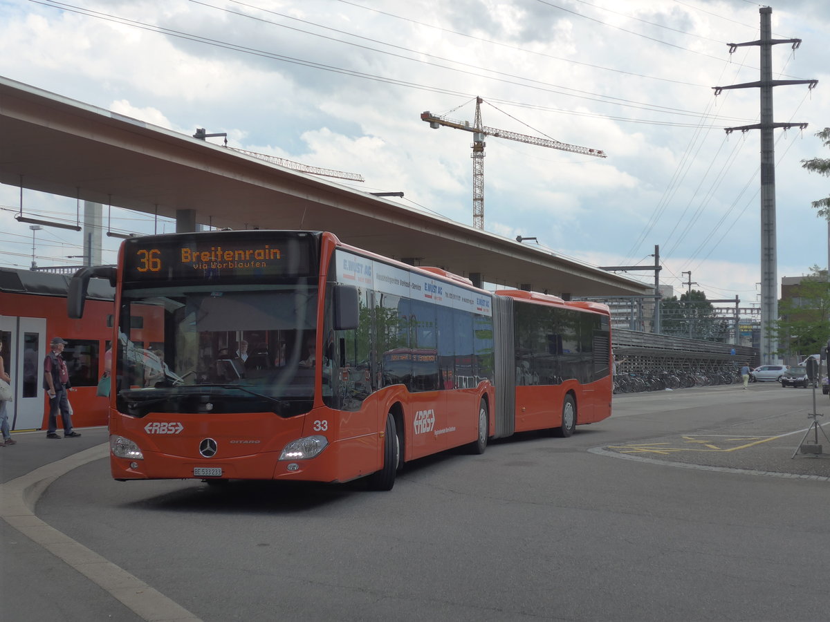 (207'623) - RBS Worblaufen - Nr. 33/BE 533'233 - Mercedes am 8. Juli 2019 beim Bahnhof Zollikofen