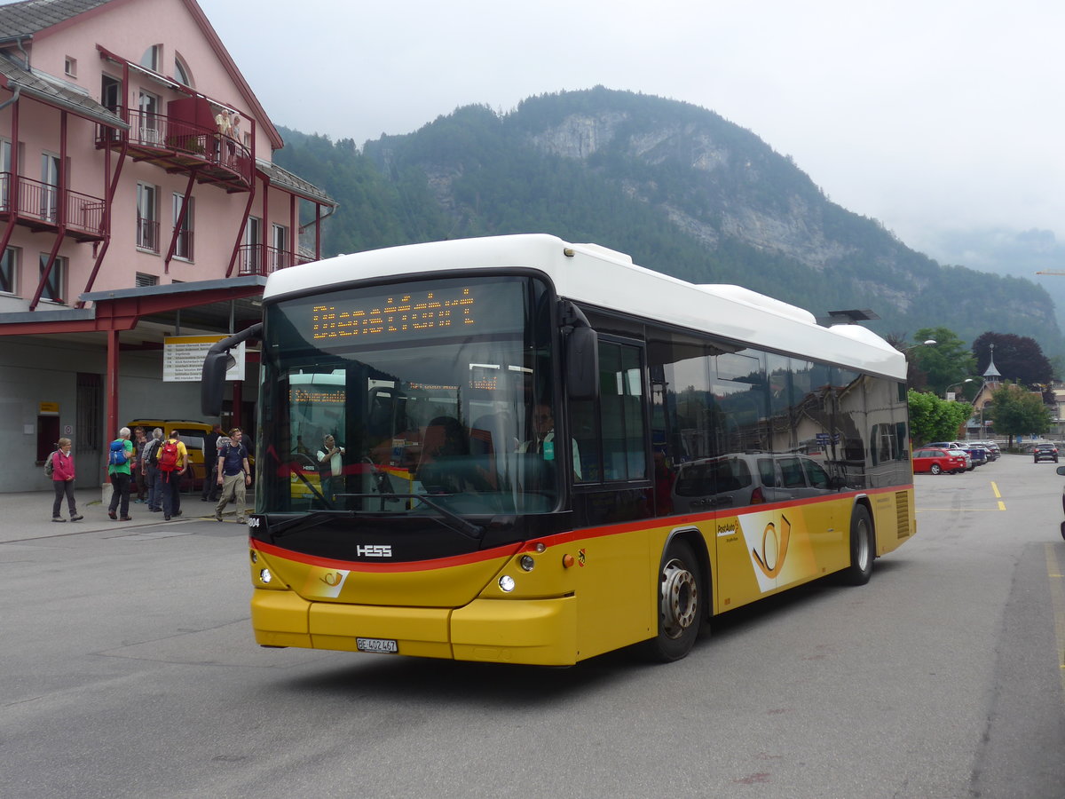 (207'646) - PostAuto Bern - BE 402'467 - Scania/Hess (ex AVG Meiringen Nr. 67; ex AVG Meiringen Nr. 76; ex Steiner, Messen) am 9. Juli 2019 in Meiringen, Postautostation